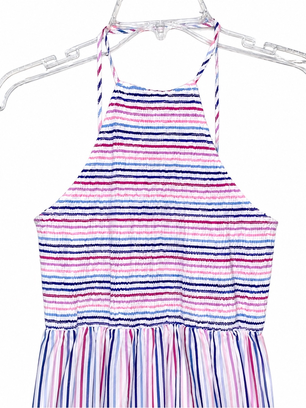 Zara Striped Halter Maxi Dress Backless Tiered Boho Coastal Beach Small Pink Red - Picture 5 of 10